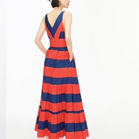 J. Crew V Neck Maxi Dress in Stripe Size 10 - Picture 2 of 3